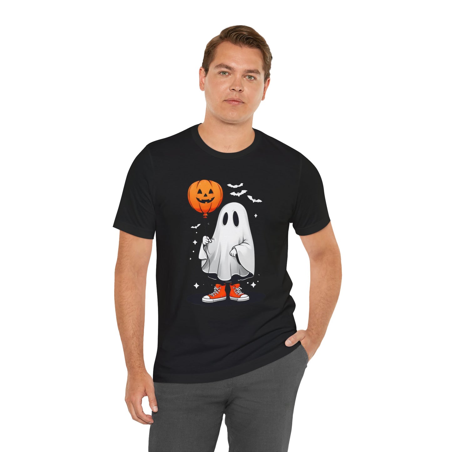 Ghost Tee with Orange Hightops and Pumpkin Balloon