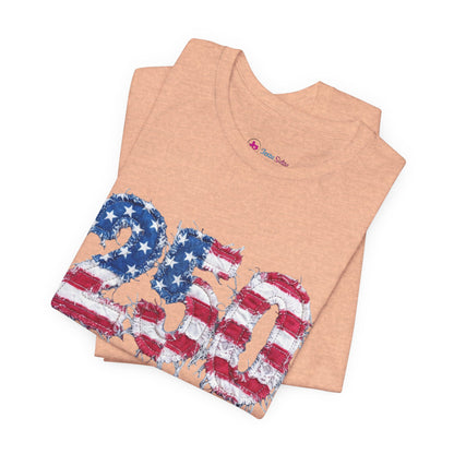 4th of July Frayed Patch Graphic Tee — Patriotic Independence Day T-Shirt