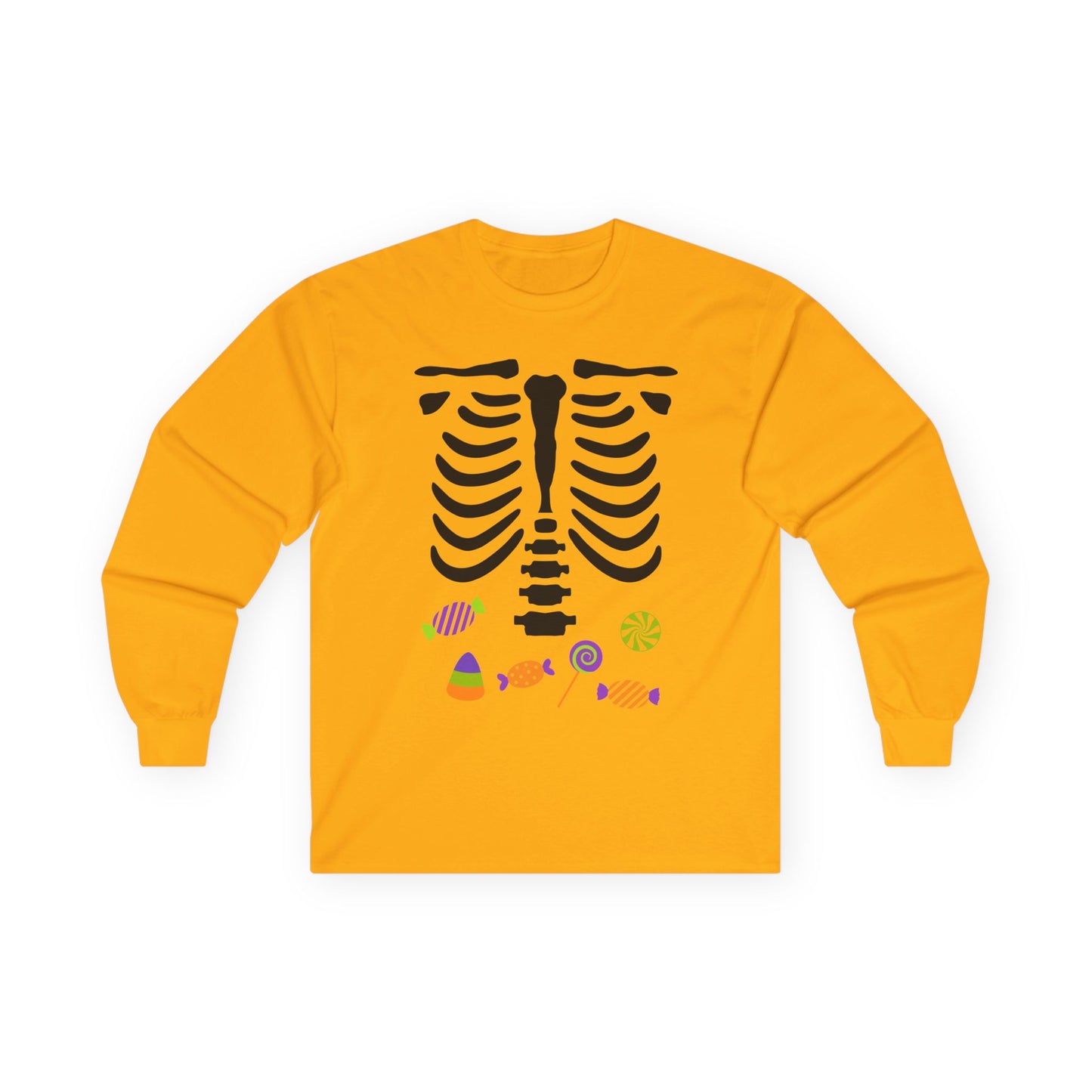 Candy Bones skeleton long sleeve T-Shirt Halloween candy ribs shirt