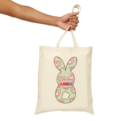Personalized Easter Bunny Tote Bag - Custom Name Cotton Canvas