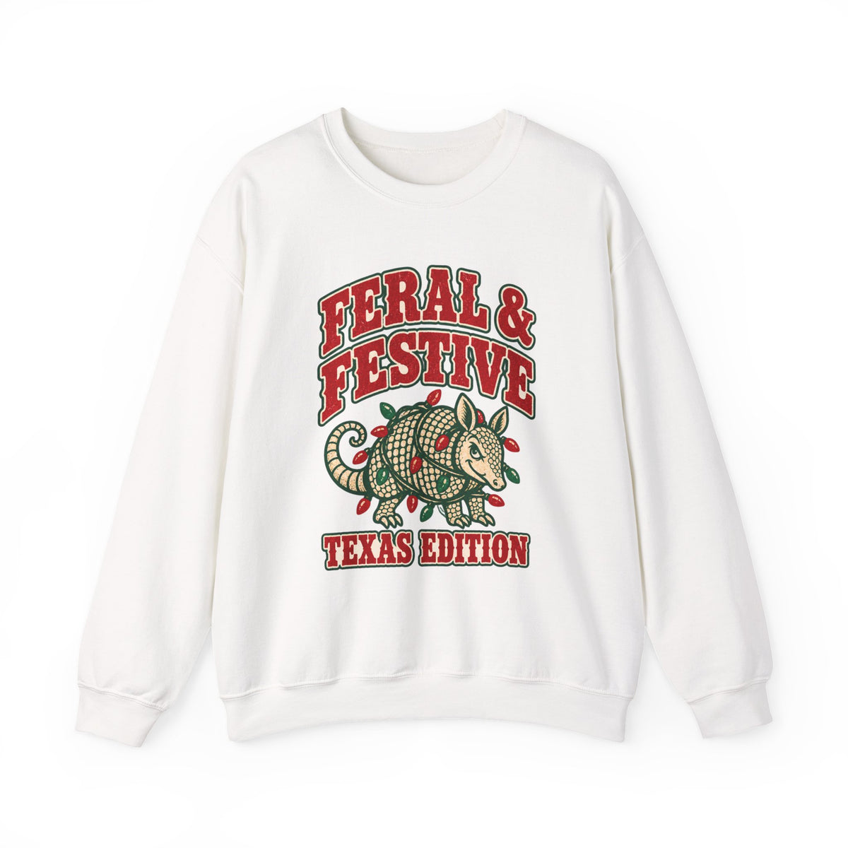 Feral & Festive Texas Edition Christmas Sweatshirt, Funny Armadillo Holiday Crewneck