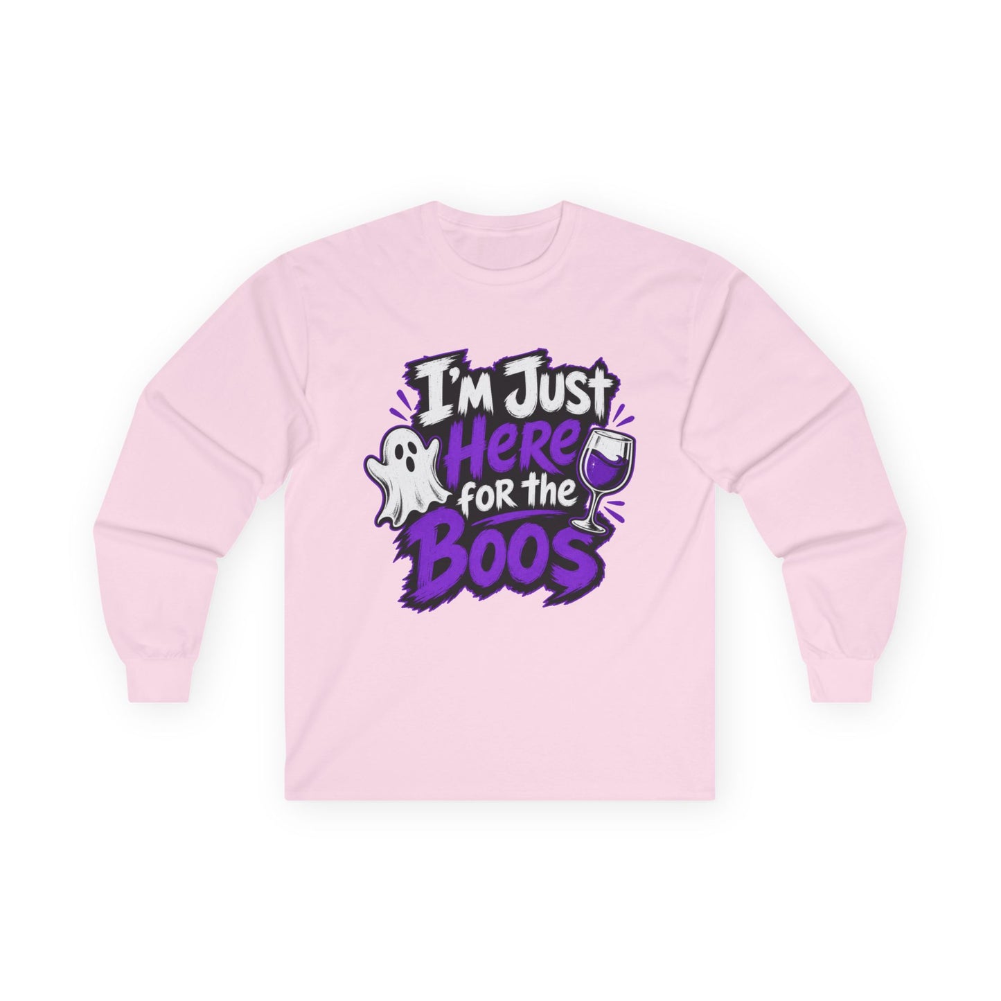 I'm Just Here for the Boos Halloween T-Shirt Ghosts & Cocktails Long Sleeve
