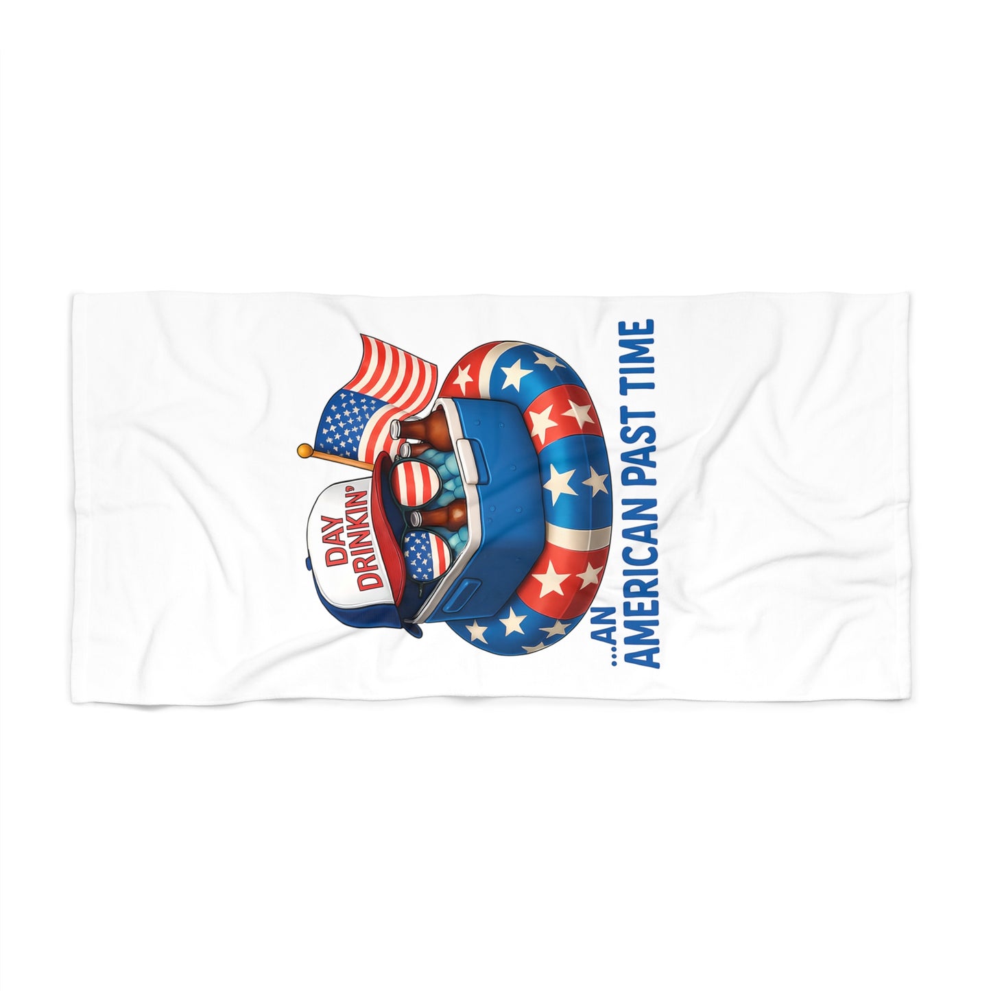 Beach Towel - Day Drinkin An American Past Time Patriotic 4th of July Pool & Beach Towel