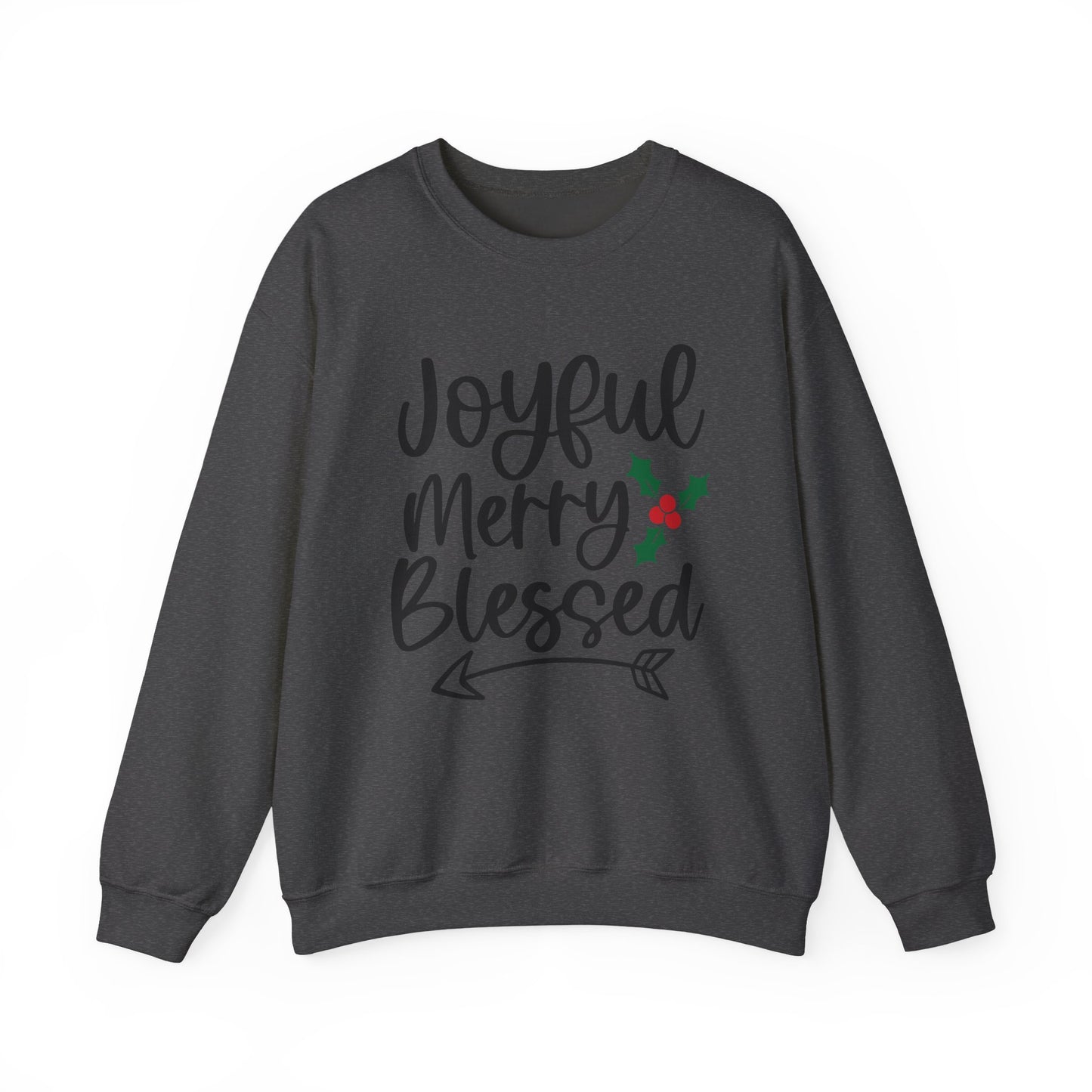 Christmas Sweatshirt - "Joyful Merry Blessed" Cozy Holiday Crewneck