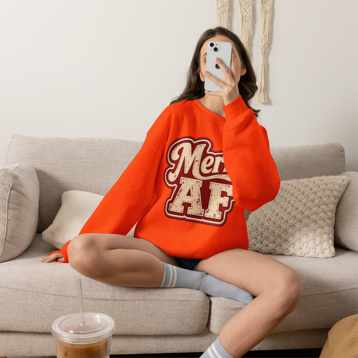 Merry AF Sweatshirt – Funny Retro Holiday Crewneck