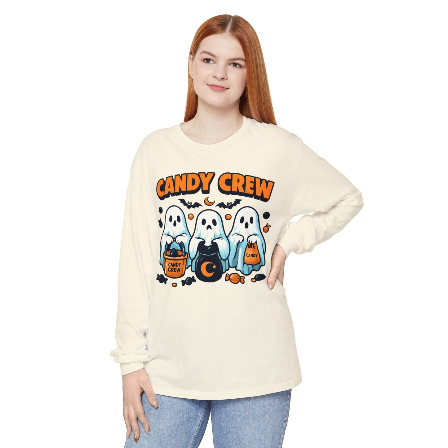 Halloween Ghosts Candy Crew Long Sleeve T-Shirt