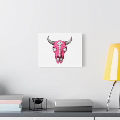 Pink Jeweled Bull Skull Canvas Art — Glam Western Wall Decor