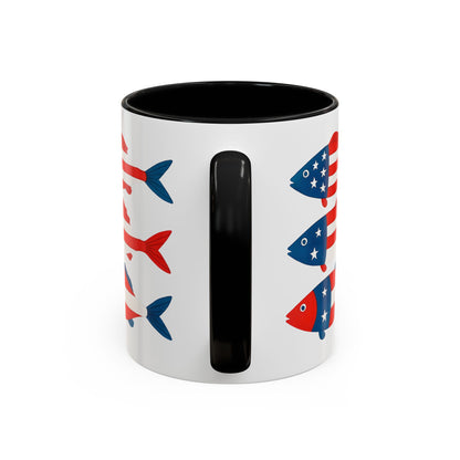 Patriotic Fish Flag Coffee Mug American Flag Accent 11 or 15oz