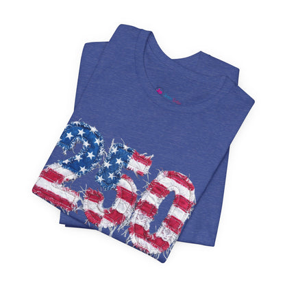 4th of July Frayed Patch Graphic Tee — Patriotic Independence Day T-Shirt