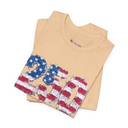 4th of July Frayed Patch Graphic Tee — Patriotic Independence Day T-Shirt