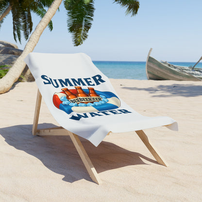 Beach Towel — Summer Water Lifesaver Float with Beer Bottles Beach Towel