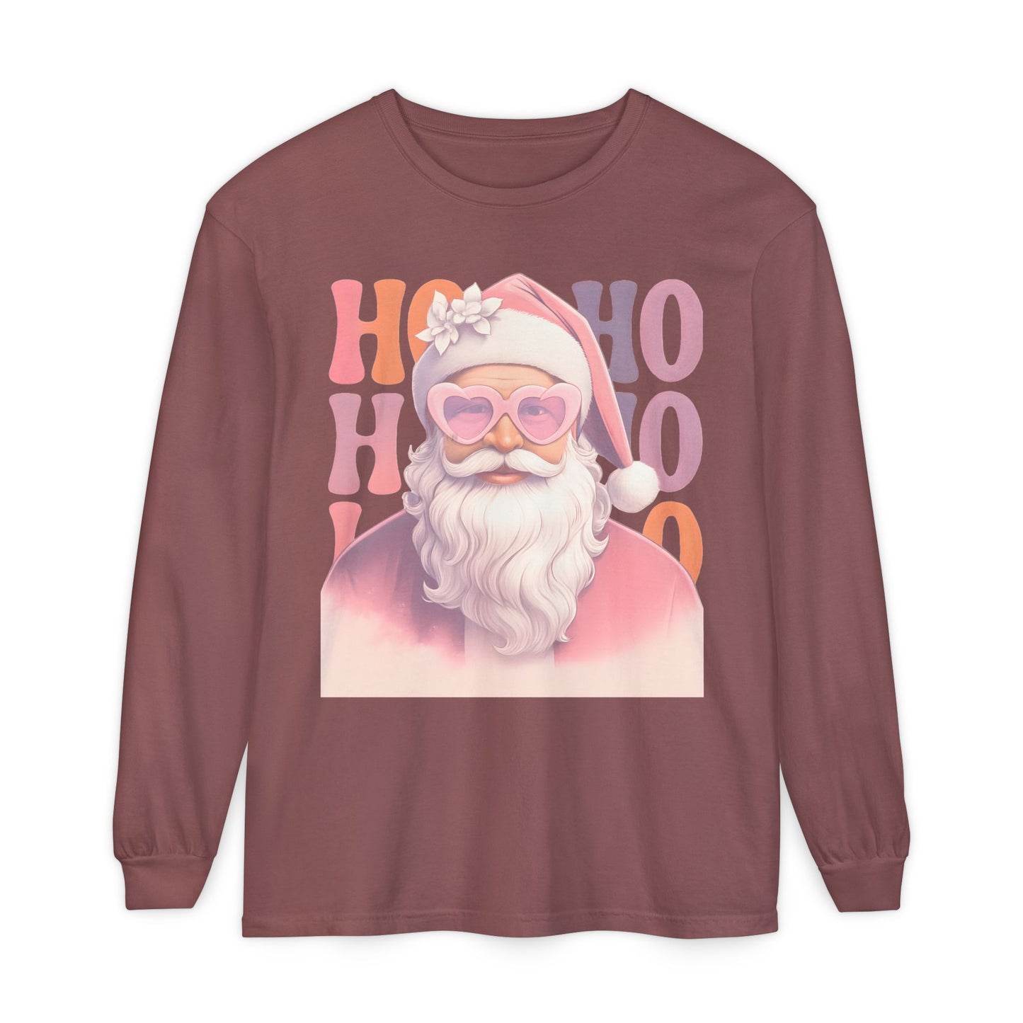 Christmas Santa HO HO HO Long Sleeve T-Shirt - Lots of Color Choices