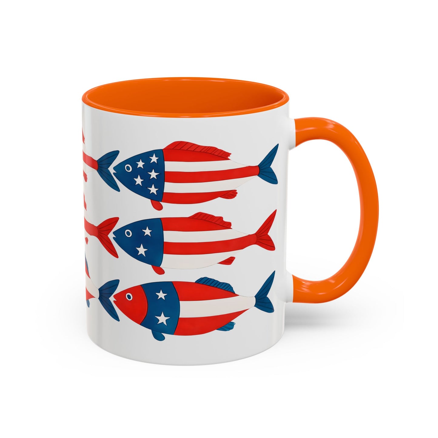 Patriotic Fish Flag Coffee Mug American Flag Accent 11 or 15oz