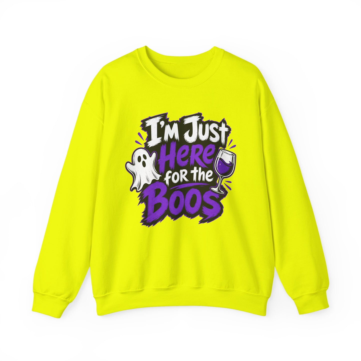 I'm Just Here for the Boos Halloween Sweatshirt — Ghost & Wine Graphic Crewneck
