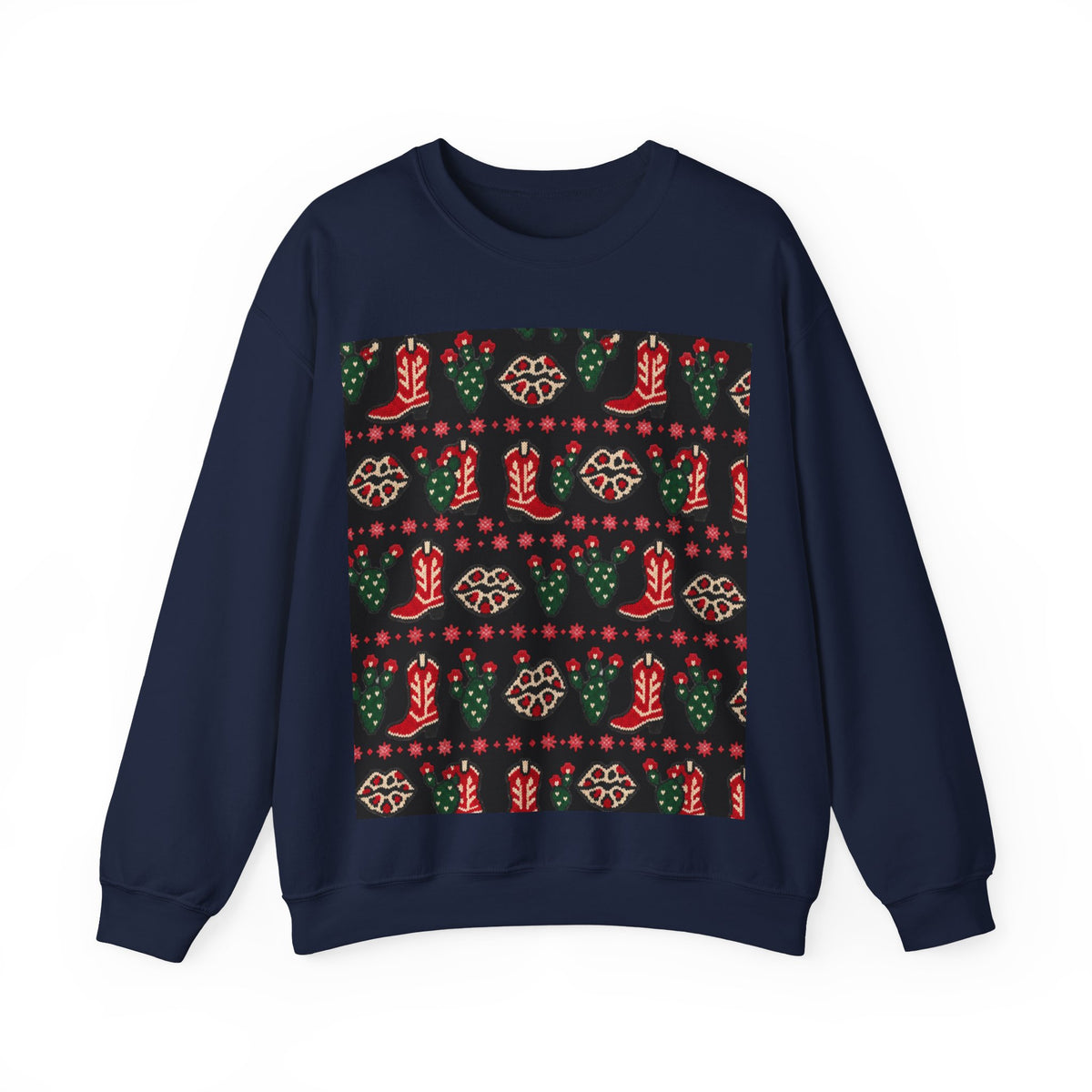 Feaux Ugly Sweater Western Christmas Sweatshirt