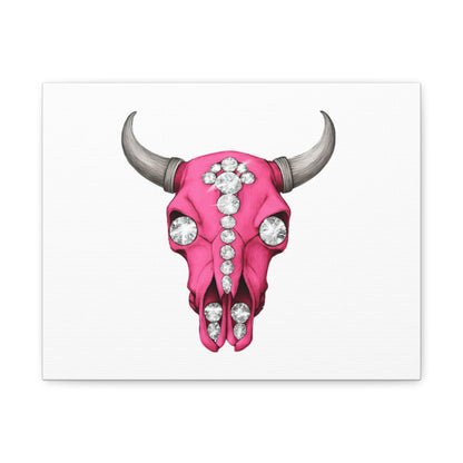 Pink Jeweled Bull Skull Canvas Art — Glam Western Wall Decor