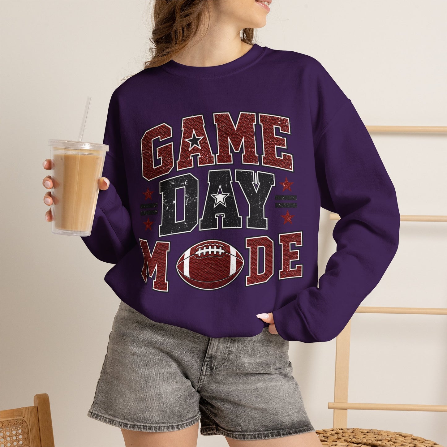 Game Day Mode Sweatshirt — Football Fan Crewneck