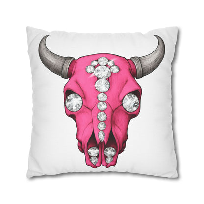 Stylish Pink Skull Pillowcase - Chic Home Decor, Western Vibe, Gifts for Cowgirls, Unique Accent for Living Room, Decorative Cushion Cover