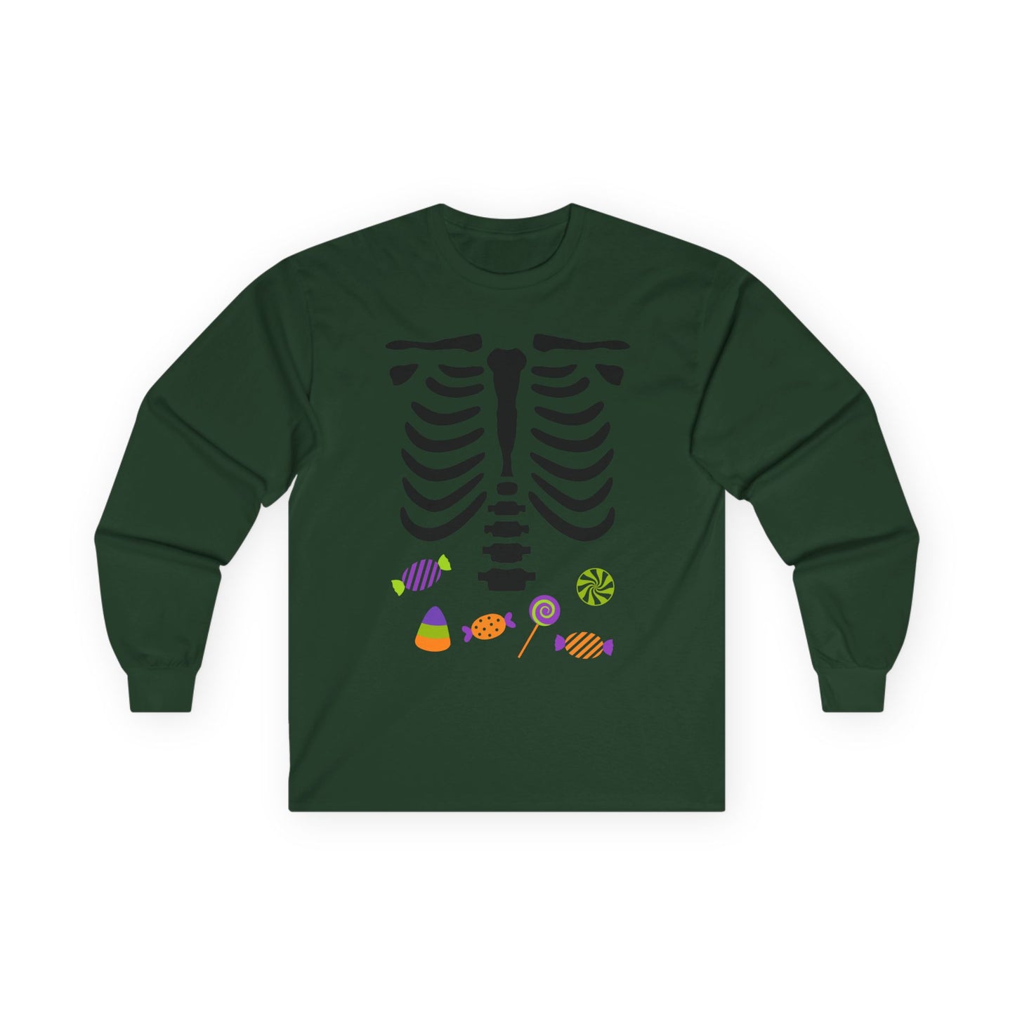 Candy Bones skeleton long sleeve T-Shirt Halloween candy ribs shirt
