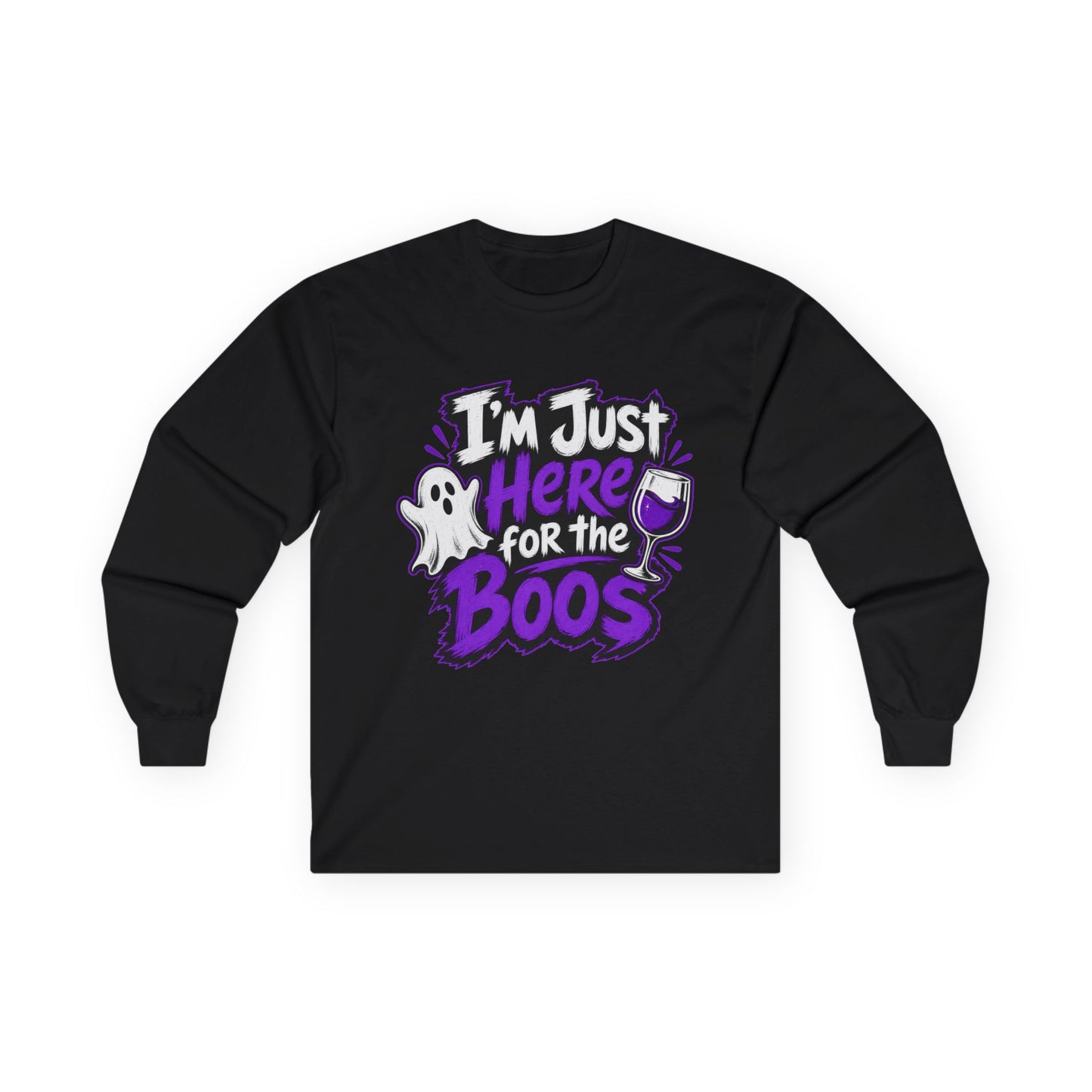 I'm Just Here for the Boos Halloween T-Shirt Ghosts & Cocktails Long Sleeve