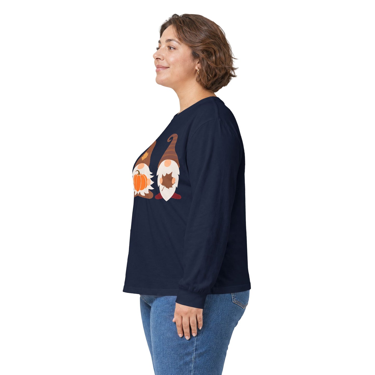 Fall Gnomes Trio Long Sleeve T-Shirt — Fall Pumpkin Gnomes Shirt