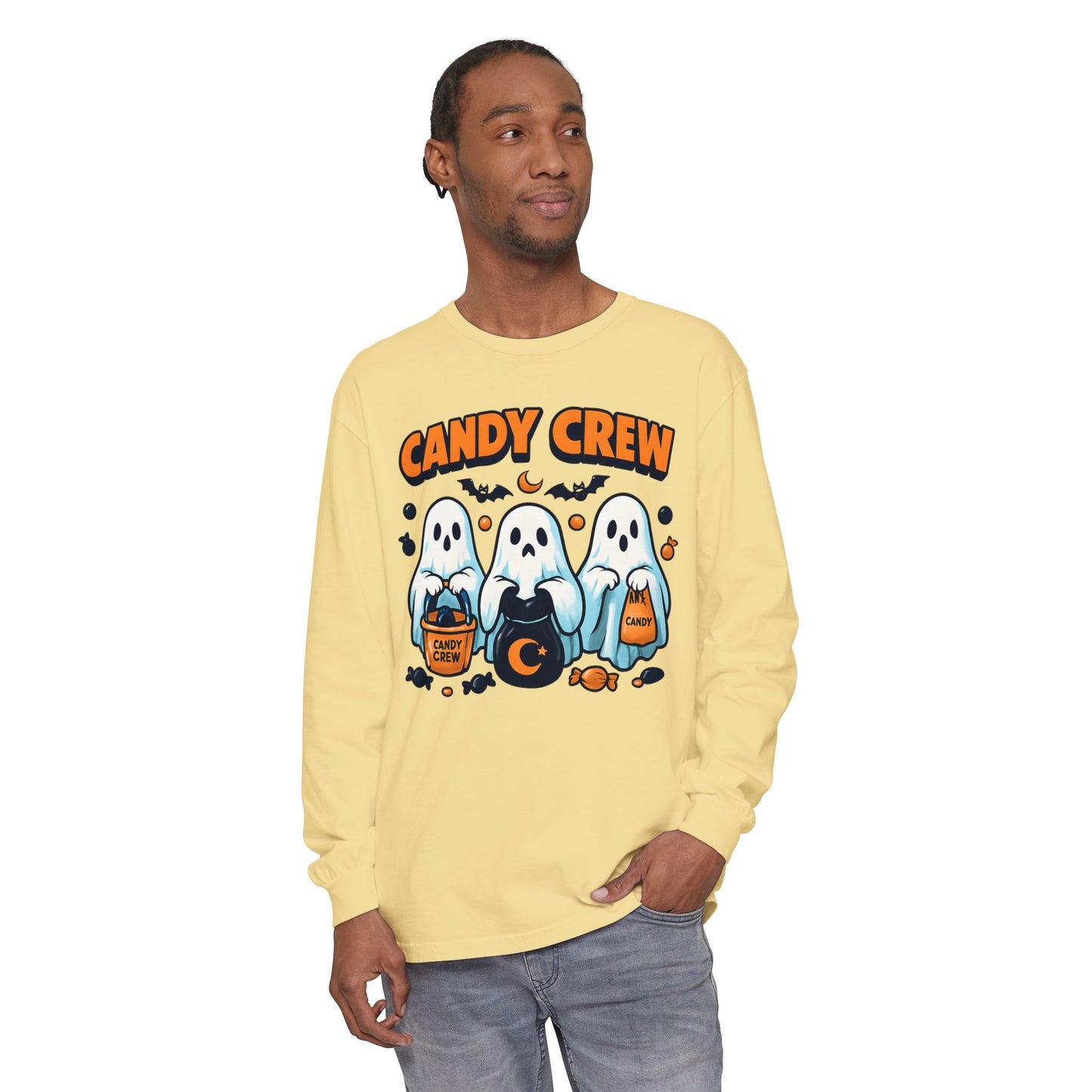 Halloween Ghosts Candy Crew Long Sleeve T-Shirt