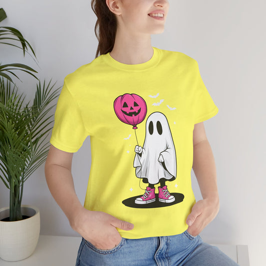 Ghost Tee with Pink Hightops and Pumpkin Balloon