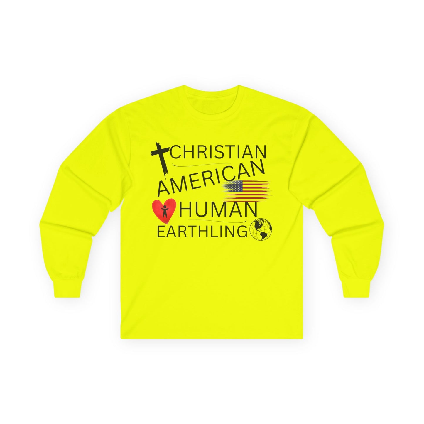 Christian American Human Earthling Long Sleeve T-Shirt