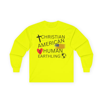 Christian American Human Earthling Long Sleeve T-Shirt