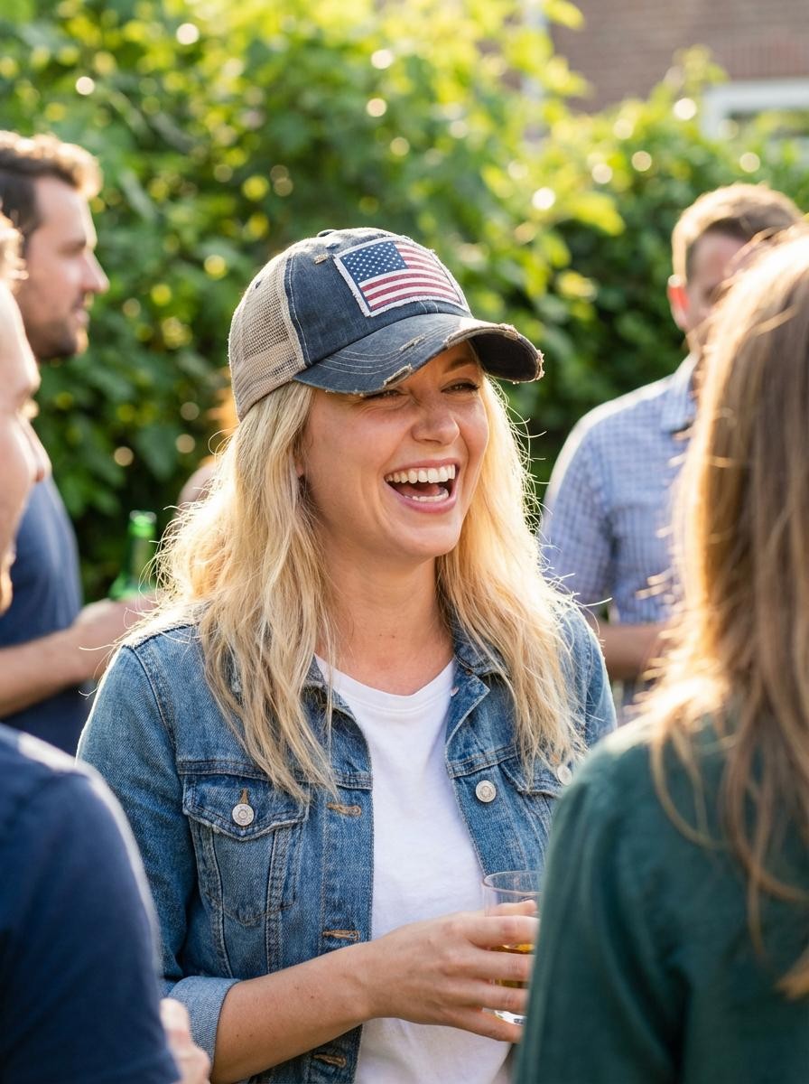 American Flag Distressed Trucker Hat