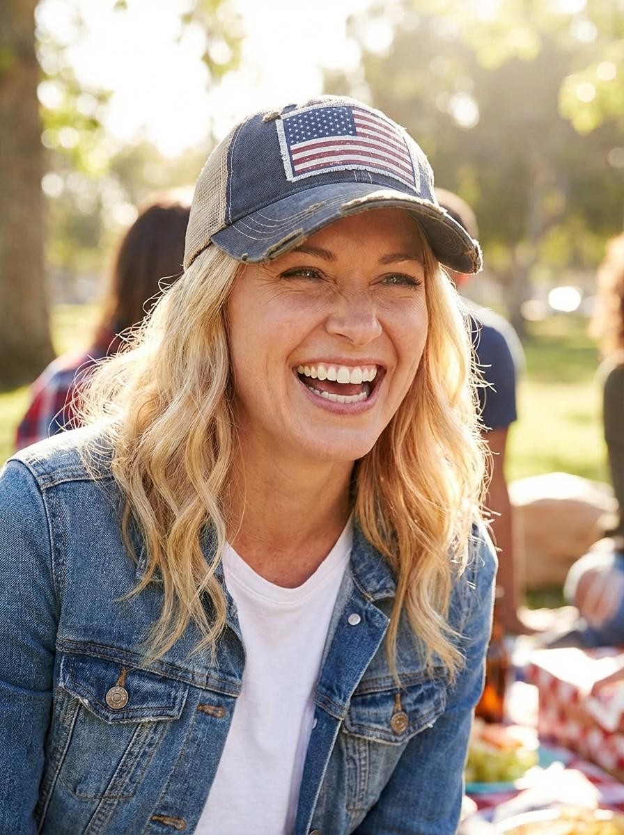 American Flag Distressed Trucker Hat