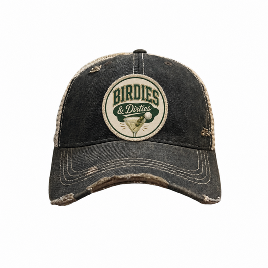 BIRDIES and Dirties Patch Trucker Hats - Golf Martinis Fun