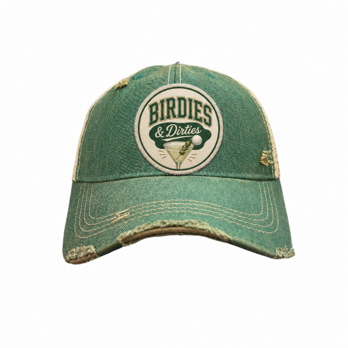 BIRDIES and Dirties Patch Trucker Hats - Golf Martinis Fun