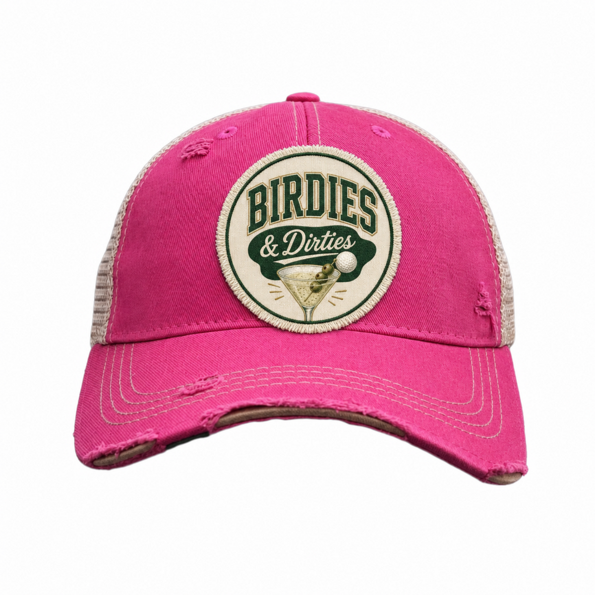 BIRDIES and Dirties Patch Trucker Hats - Golf Martinis Fun