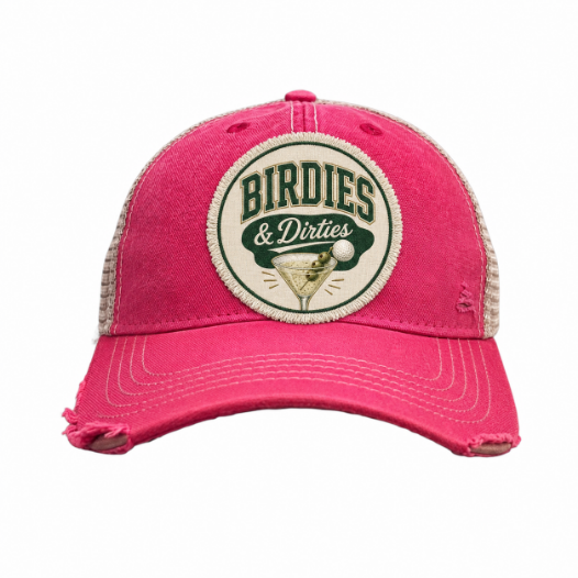 BIRDIES and Dirties Patch Trucker Hats - Golf Martinis Fun