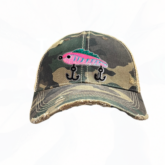 Sequinned Fishing Bait Hook Trucker Hats -  Fun Colors