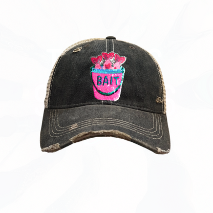 Sequinned Fishing Bait Bucket Trucker Hats -  Colors