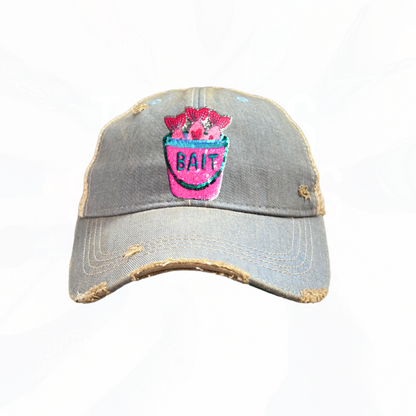 Sequinned Fishing Bait Bucket Trucker Hats -  Colors