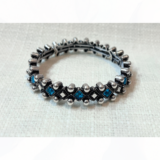 Silver & Turquoise BLING Stretch Bracelet