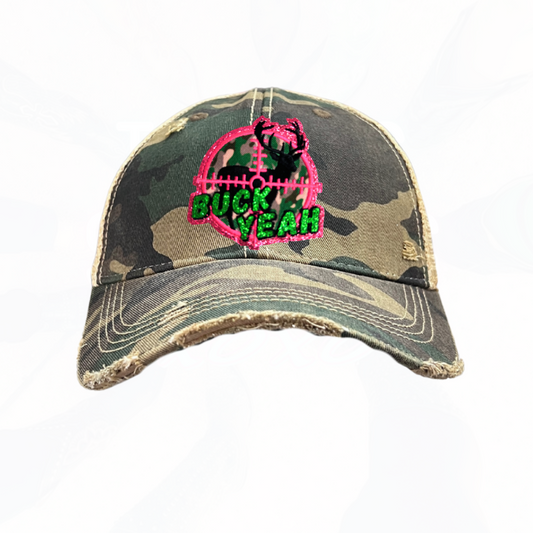 Glitter BUCK YEAH Hunt Trucker Hats -  Fun Colors