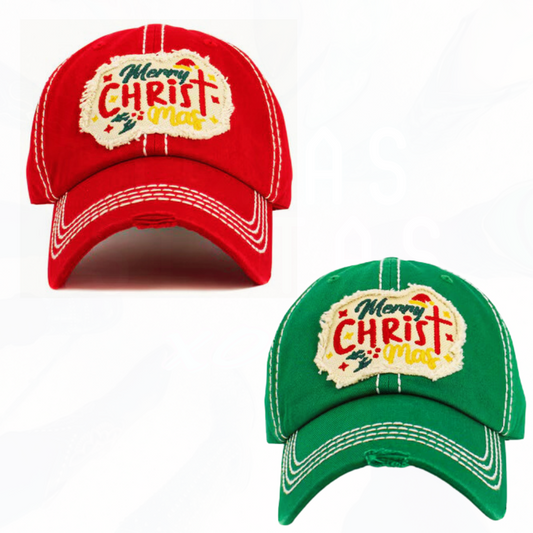 Merry CHRISTmas Santa Hats - Red or Green