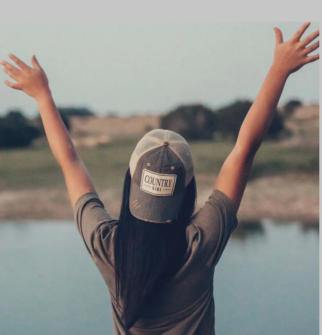 Country Girl Distressed Trucker Hat