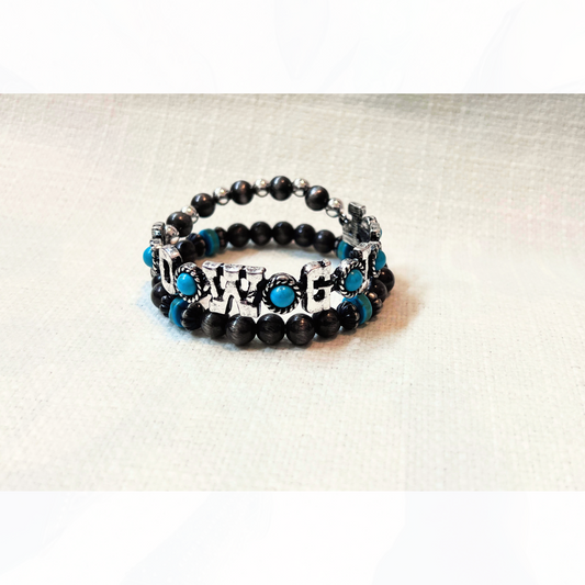 Silver & Turquoise COWGIRL Stretch Bracelet Set