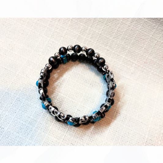 Silver & Turquoise COWGIRL Stretch Bracelet Set