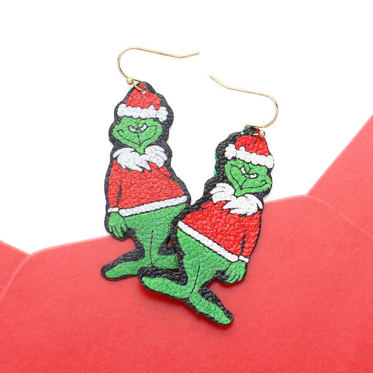 Christmas Santa Grinch & Glitter Stance Dangle Earrings