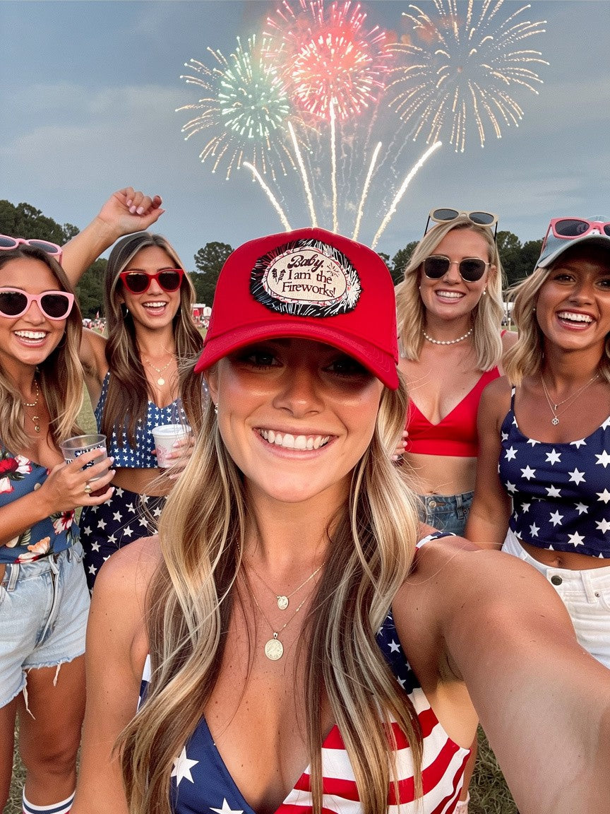 Baby I Am The Fireworks Patch Trucker Hat FIREWORKS