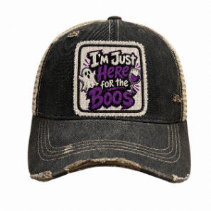 Halloween I'M JUST HERE FOR THE BOOS Patch Trucker Hat