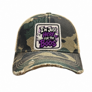 Halloween I'M JUST HERE FOR THE BOOS Patch Trucker Hat