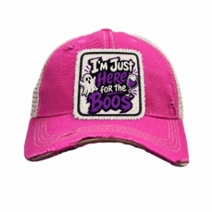 Halloween I'M JUST HERE FOR THE BOOS Patch Trucker Hat