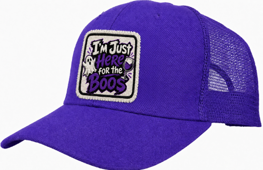 Halloween I'M JUST HERE FOR THE BOOS Patch Trucker Hat